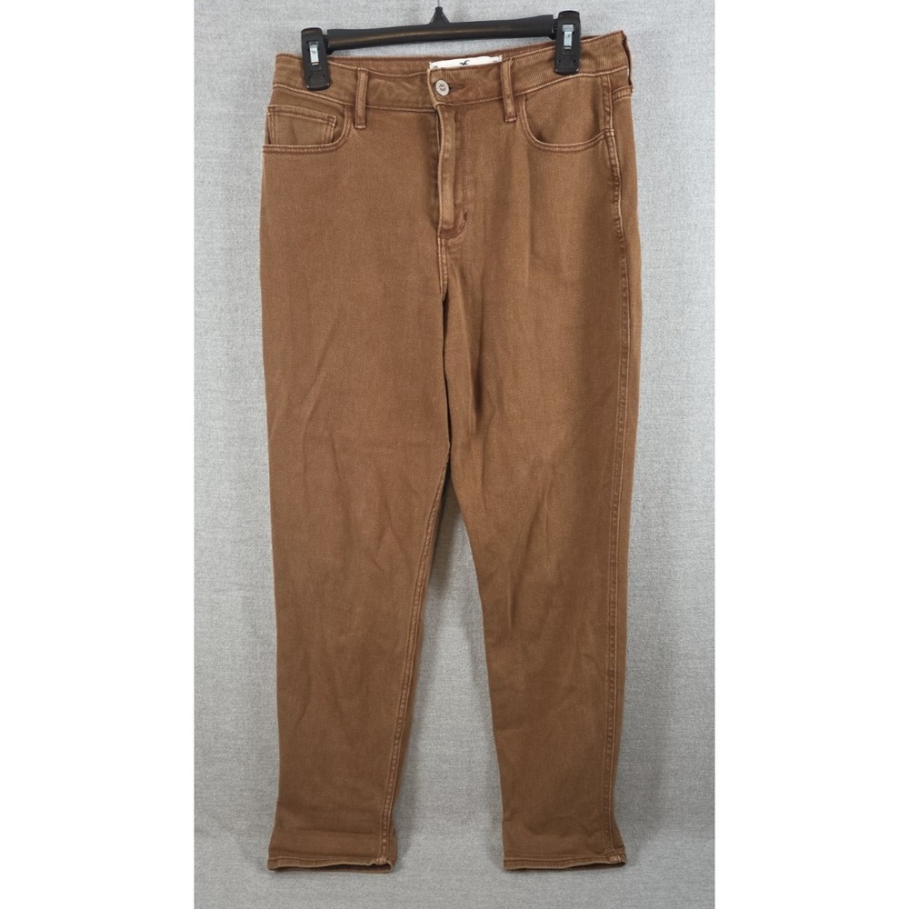 Hollister Curvy High Rise Mom Jean Brown 9R Vintage Stretch Tapered Leg Comfort